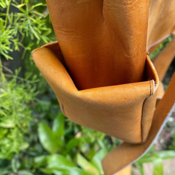 Leather backpack Natural vintage Pocket drawstring pockets school college purse main image 14